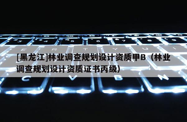 [黑龍江]林業(yè)調(diào)查規(guī)劃設(shè)計(jì)資質(zhì)甲B（林業(yè)調(diào)查規(guī)劃設(shè)計(jì)資質(zhì)證書丙級(jí)）